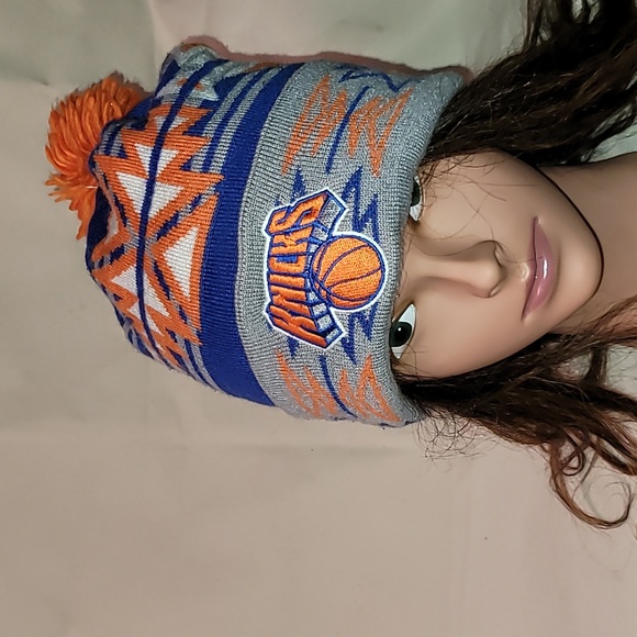 New York Knicks. Mitchell and Ness. Poof ball beanie. NBA. One size fits all. - Picture 1 of 8